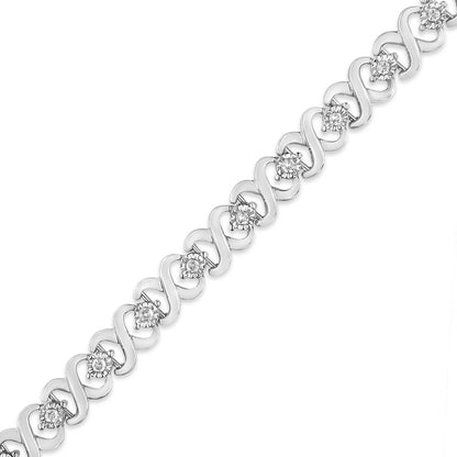 .925 Sterling Silver 1/3 Cttw Miracle Plate Round-Cut Diamond Infinity Link Bracelet  (I-J Color, I3 Clarity)  - Size 7.25" Bids.com