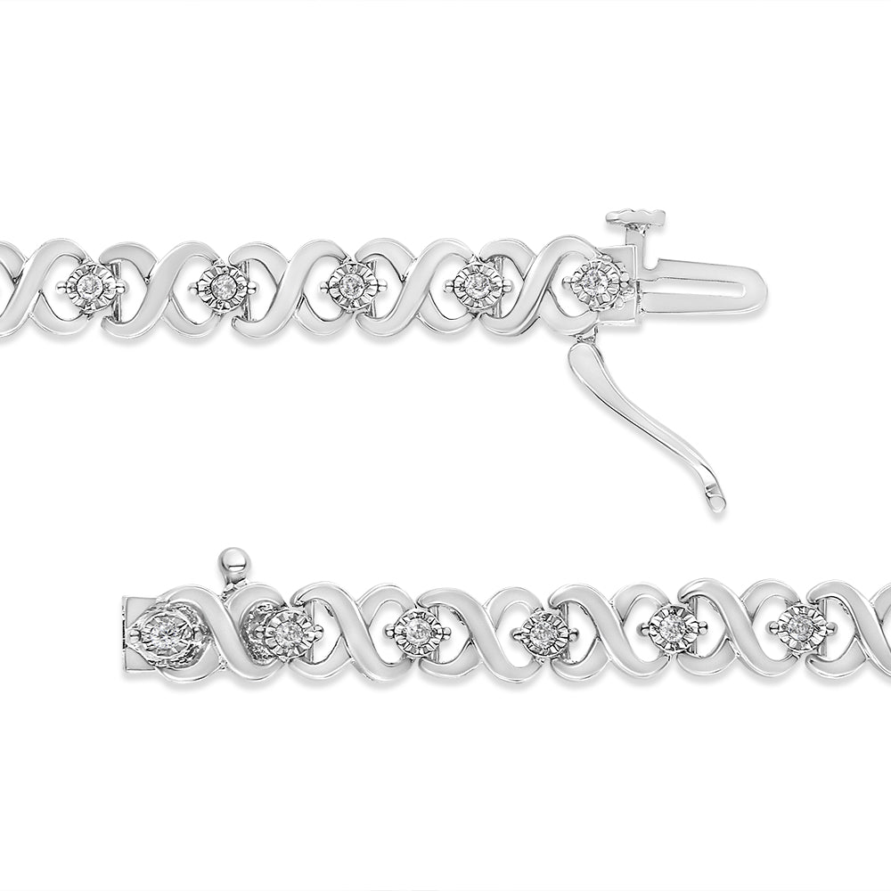 .925 Sterling Silver 1/3 Cttw Miracle Plate Round-Cut Diamond Infinity Link Bracelet  (I-J Color, I3 Clarity)  - Size 7.25" Bids.com