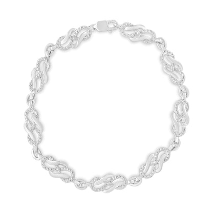 .925 Sterling Silver Prong Set Diamond Accent Infinity Weave Link 7.25" Bracelet (I-J Color, I3 Clarity) Bids.com