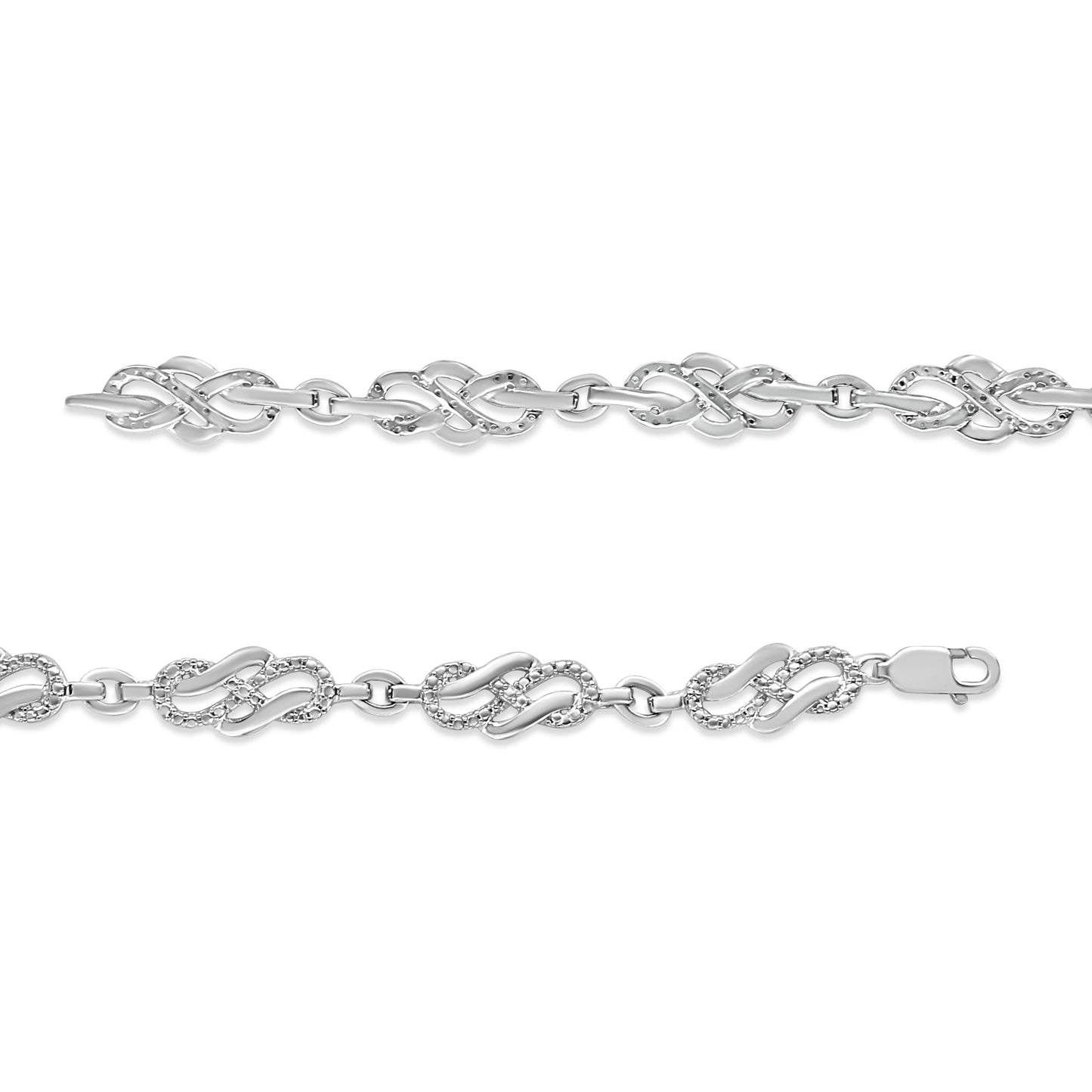 .925 Sterling Silver Prong Set Diamond Accent Infinity Weave Link 7.25" Bracelet (I-J Color, I3 Clarity) Bids.com