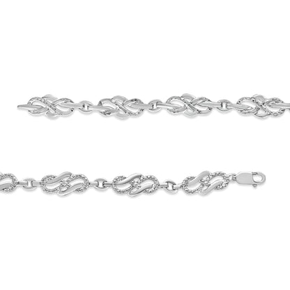 .925 Sterling Silver Prong Set Diamond Accent Infinity Weave Link 7.25" Bracelet (I-J Color, I3 Clarity) Bids.com