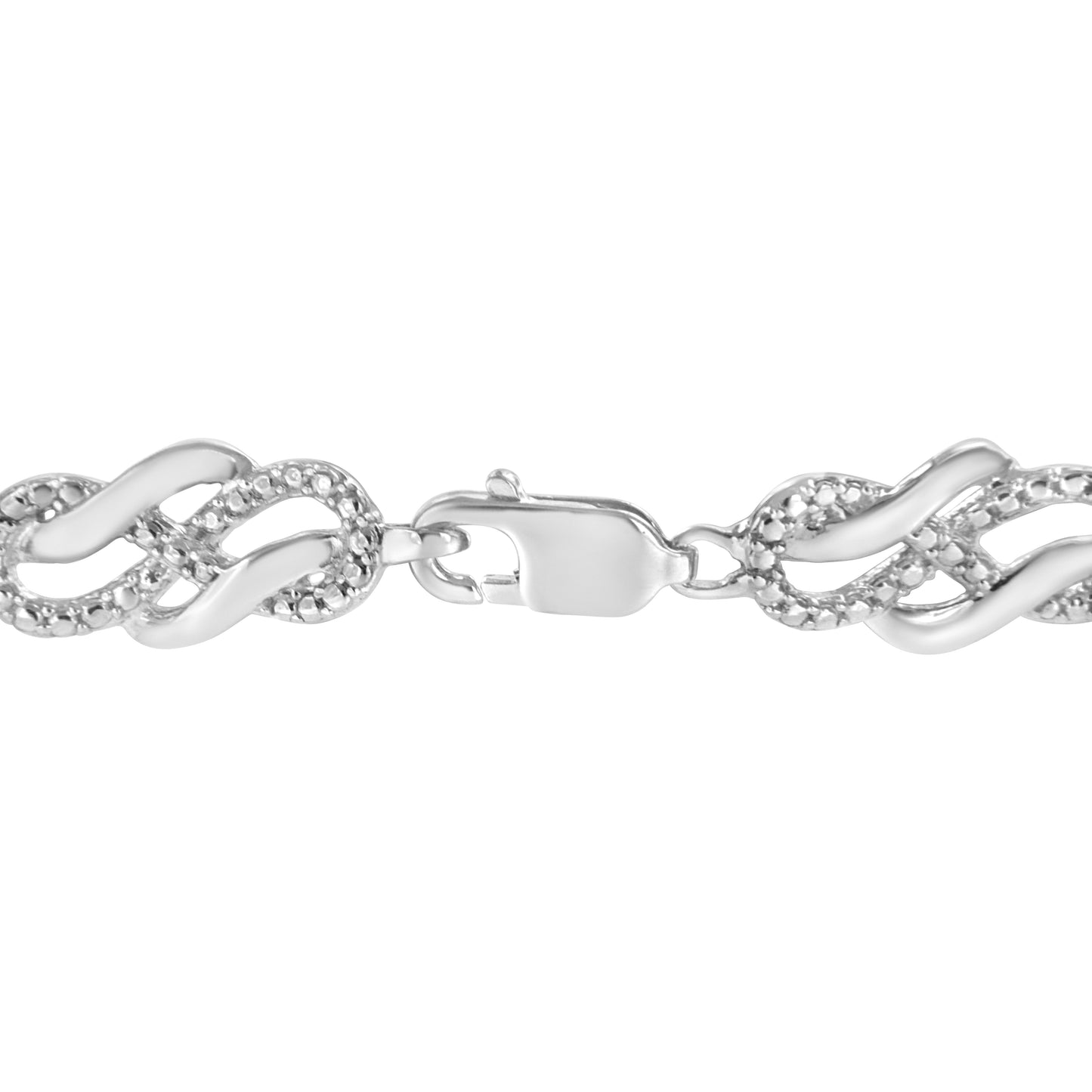 .925 Sterling Silver Prong Set Diamond Accent Infinity Weave Link 7.25" Bracelet (I-J Color, I3 Clarity) Bids.com