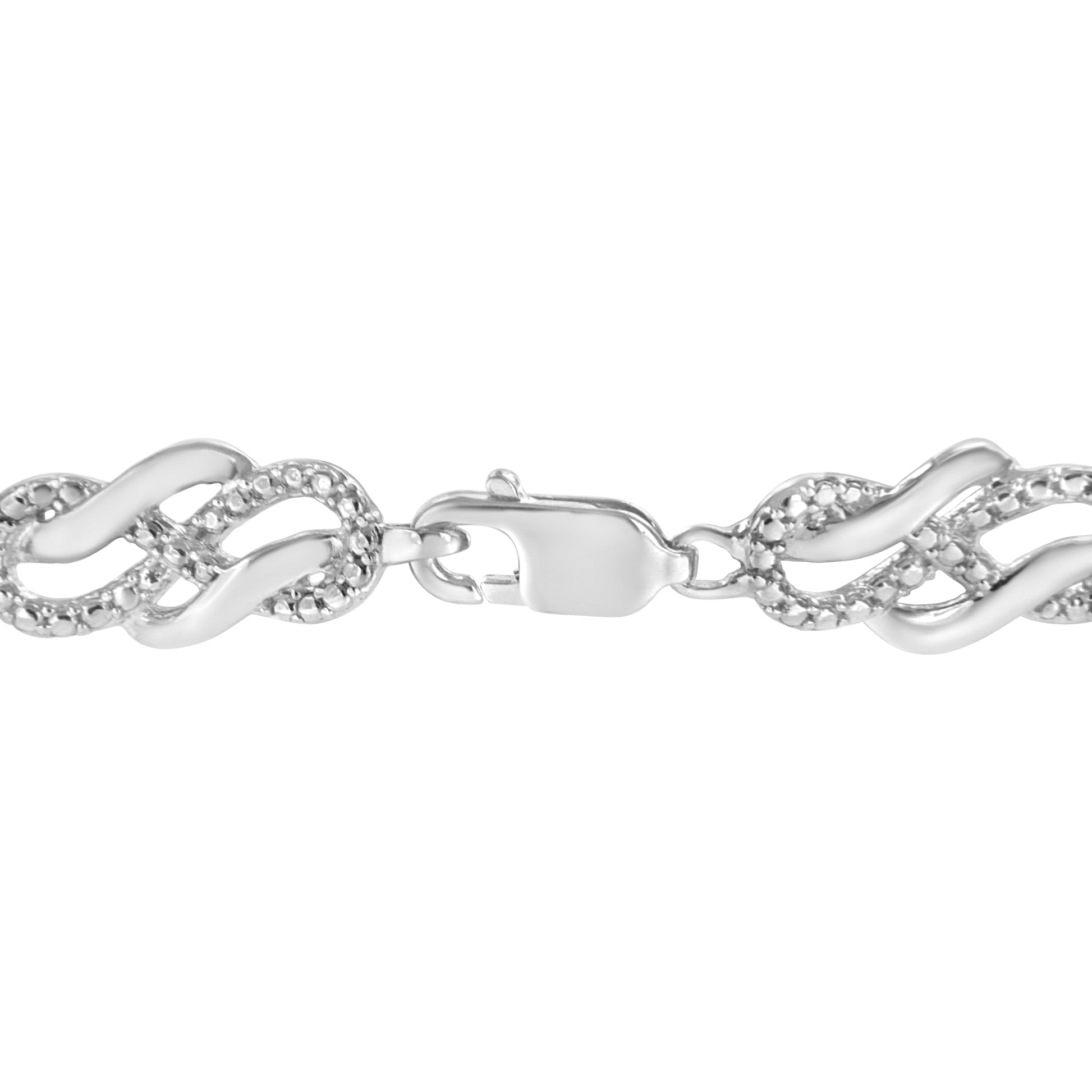 .925 Sterling Silver Prong Set Diamond Accent Infinity Weave Link 7.25" Bracelet (I-J Color, I3 Clarity) Bids.com