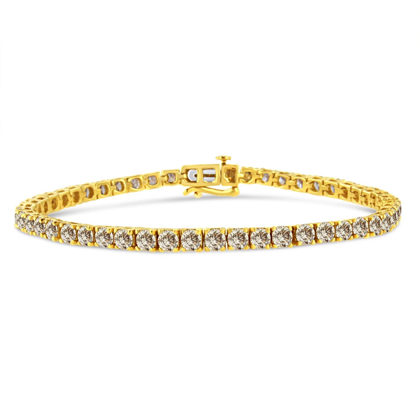 14K Yellow Gold Plated .925 Sterling Silver 8.0 Cttw Diamond Classic Link Tennis Bracelet (K-L Color, I2-I3 Clarity) - 7-1/4" Bids.com