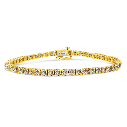 14K Yellow Gold Plated .925 Sterling Silver 8.0 Cttw Diamond Classic Link Tennis Bracelet (K-L Color, I2-I3 Clarity) - 7-1/4" Bids.com