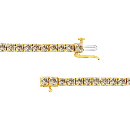14K Yellow Gold Plated .925 Sterling Silver 8.0 Cttw Diamond Classic Link Tennis Bracelet (K-L Color, I2-I3 Clarity) - 7-1/4" Bids.com