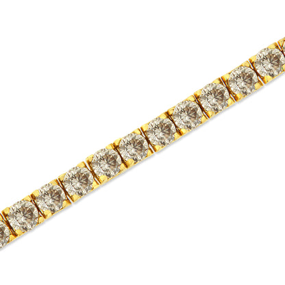 14K Yellow Gold Plated .925 Sterling Silver 8.0 Cttw Diamond Classic Link Tennis Bracelet (K-L Color, I2-I3 Clarity) - 7-1/4" Bids.com