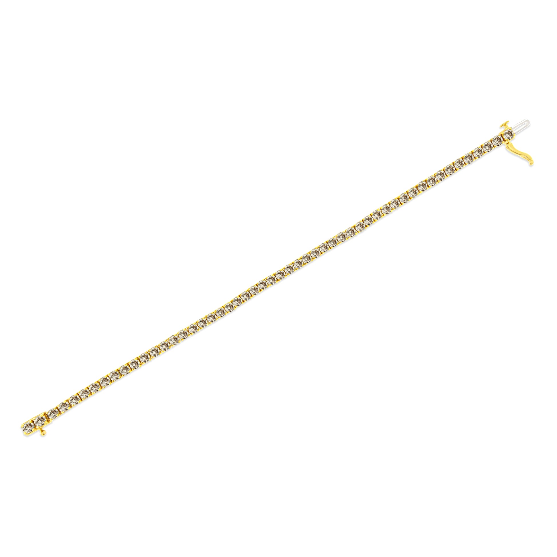 14K Yellow Gold Plated .925 Sterling Silver 8.0 Cttw Diamond Classic Link Tennis Bracelet (K-L Color, I2-I3 Clarity) - 7-1/4" Bids.com