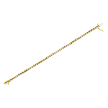 14K Yellow Gold Plated .925 Sterling Silver 8.0 Cttw Diamond Classic Link Tennis Bracelet (K-L Color, I2-I3 Clarity) - 7-1/4" Bids.com