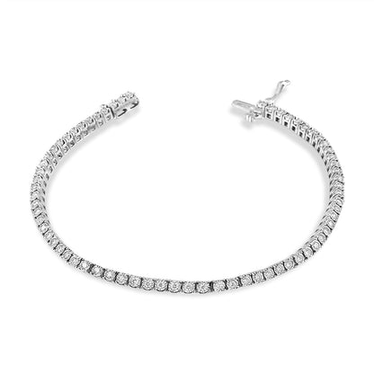 14K White Gold 1.0 Cttw Miracle Set Round-Cut Lab Grown Diamond Illusion Tennis Bracelet (F-G Color, VS2-SI1 Clarity) Size 7" Bids.com