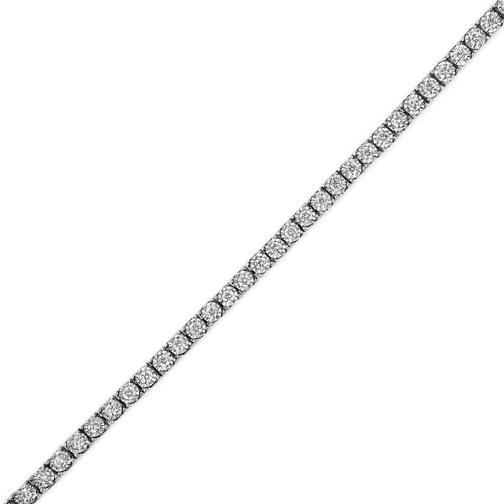 14K White Gold 1.0 Cttw Miracle Set Round-Cut Lab Grown Diamond Illusion Tennis Bracelet (F-G Color, VS2-SI1 Clarity) Size 7" Bids.com