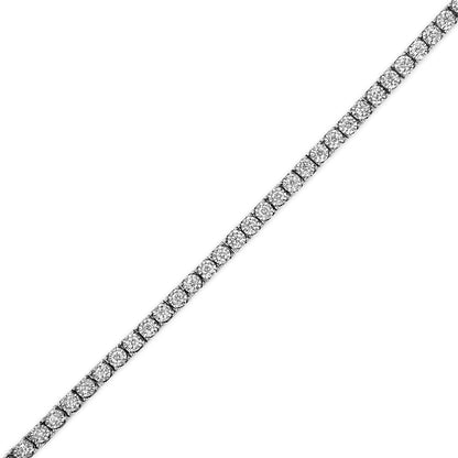 14K White Gold 1.0 Cttw Miracle Set Round-Cut Lab Grown Diamond Illusion Tennis Bracelet (F-G Color, VS2-SI1 Clarity) Size 7" Bids.com