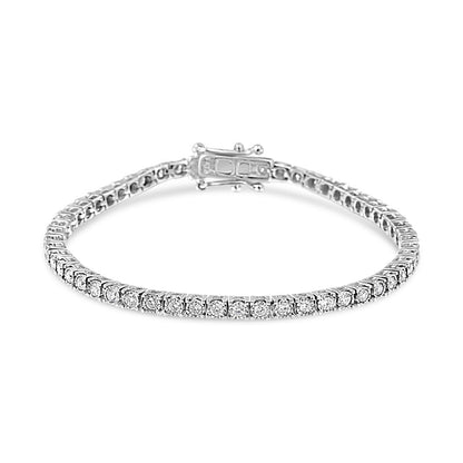 14K White Gold 2.0 Cttw Miracle Set Round-Cut Lab Grown Diamond Illusion 7" Tennis Bracelet (F-G Color, VS2-SI1 Clarity) Bids.com