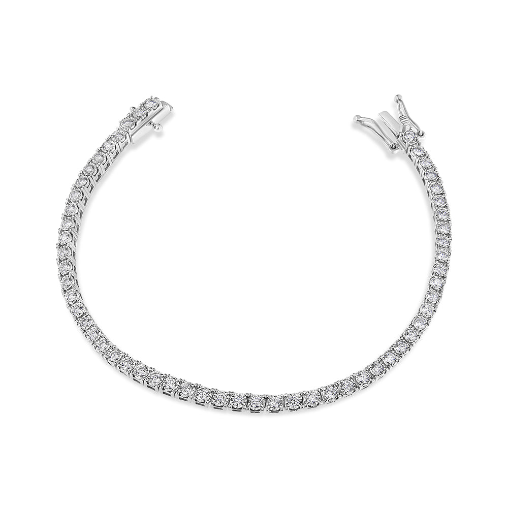 14K White Gold 2.0 Cttw Miracle Set Round-Cut Lab Grown Diamond Illusion 7" Tennis Bracelet (F-G Color, VS2-SI1 Clarity) Bids.com