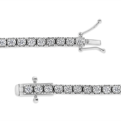 14K White Gold 2.0 Cttw Miracle Set Round-Cut Lab Grown Diamond Illusion 7" Tennis Bracelet (F-G Color, VS2-SI1 Clarity) Bids.com
