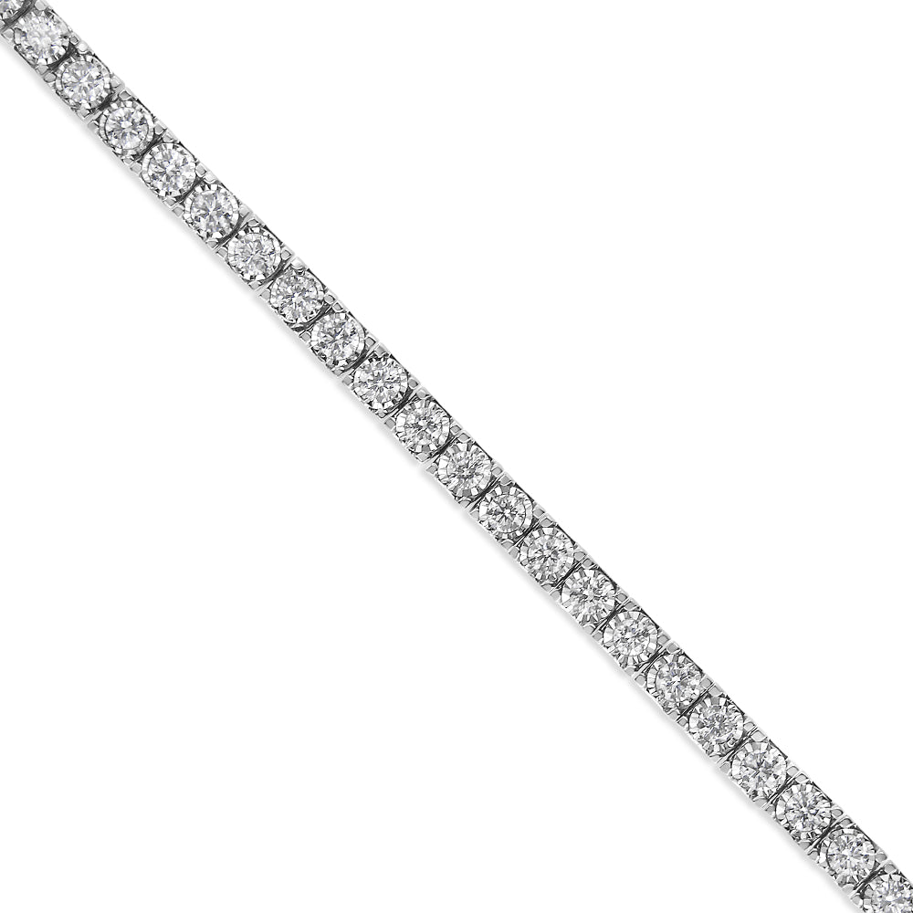14K White Gold 2.0 Cttw Miracle Set Round-Cut Lab Grown Diamond Illusion 7" Tennis Bracelet (F-G Color, VS2-SI1 Clarity) Bids.com