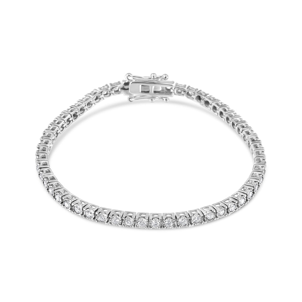 14K White Gold 2.0 Cttw Miracle Set Round-Cut Lab Grown Diamond Illusion 7" Tennis Bracelet (F-G Color, VS2-SI1 Clarity) Bids.com