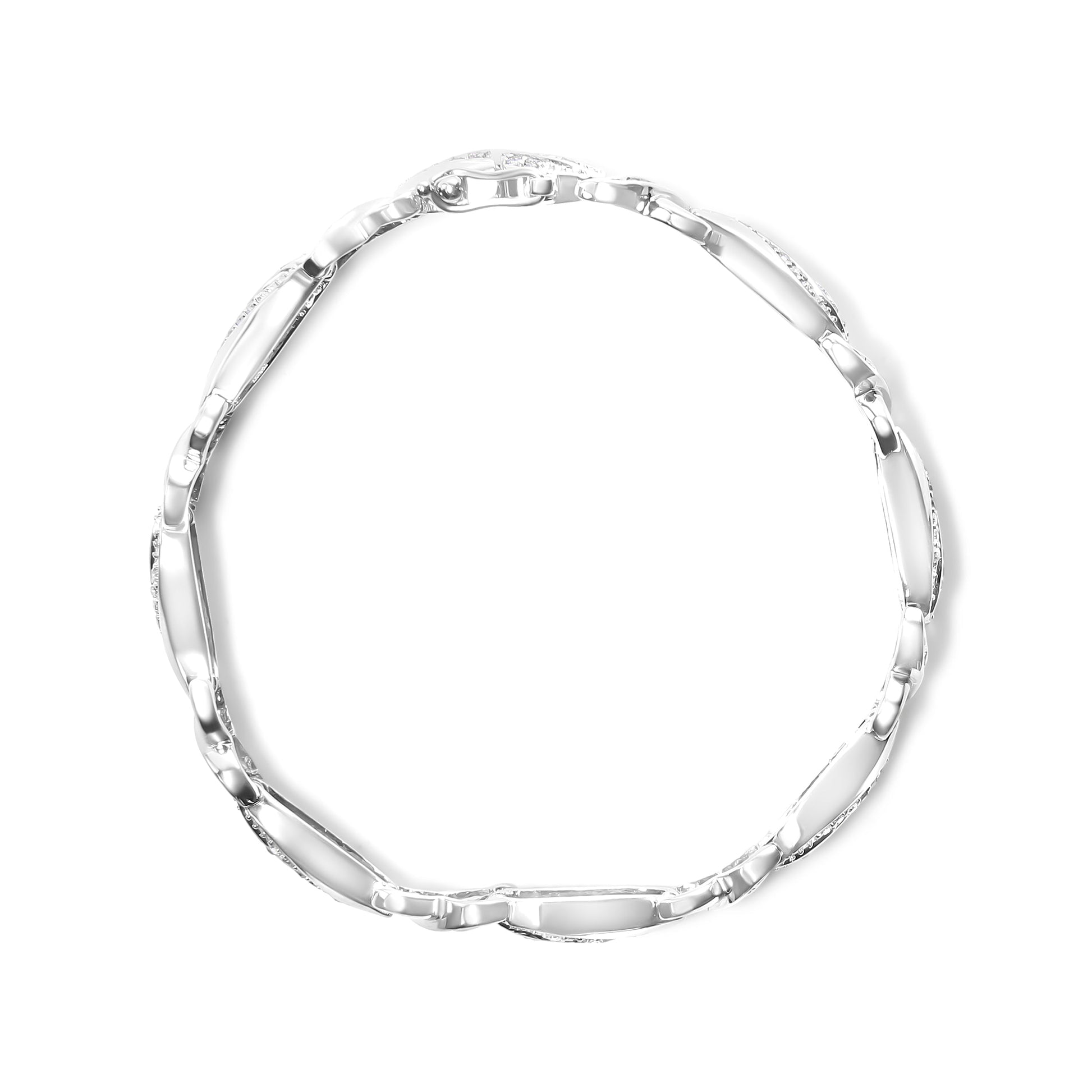 .925 Sterling Silver 1 3/4 Cttw Diamond Wave and X Link Tennis Bracelet (I-J Color, I3 Clarity) - 7" Bids.com