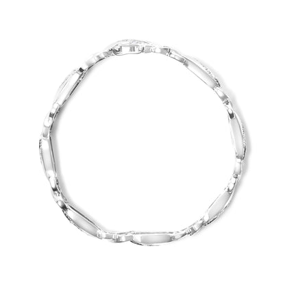 .925 Sterling Silver 1 3/4 Cttw Diamond Wave and X Link Tennis Bracelet (I-J Color, I3 Clarity) - 7" Bids.com