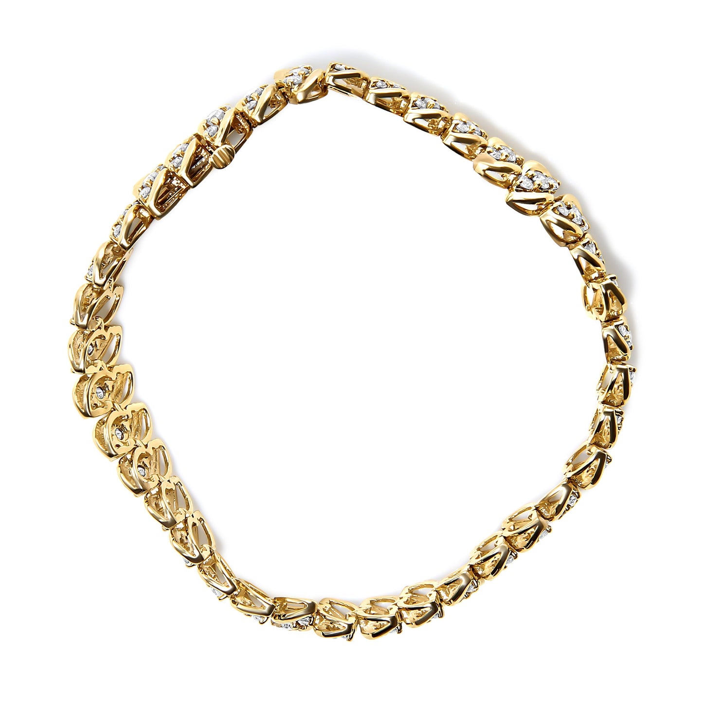 10K Yellow Gold 5.0 Cttw Diamond Double Row S-Link Cuban Bracelet (J-K Color, I2-I3 Clarity) - 7.25" Inches Bids.com