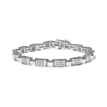 14K White Gold 2.00 Cttw Princess Diamond Invisible Set Link Bracelet (H-I Color, SI2-I1 Clarity) - 7" Bids.com