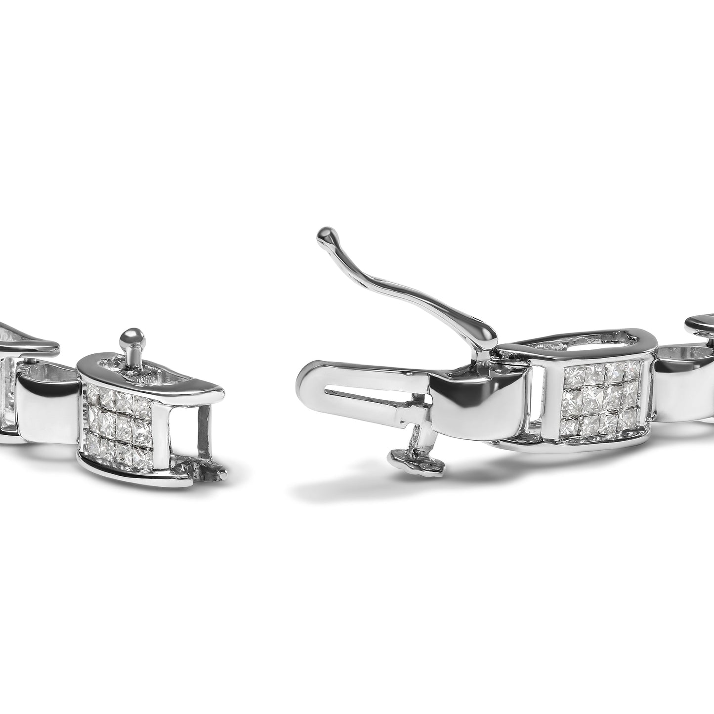 14K White Gold 2.00 Cttw Princess Diamond Invisible Set Link Bracelet (H-I Color, SI2-I1 Clarity) - 7" Bids.com