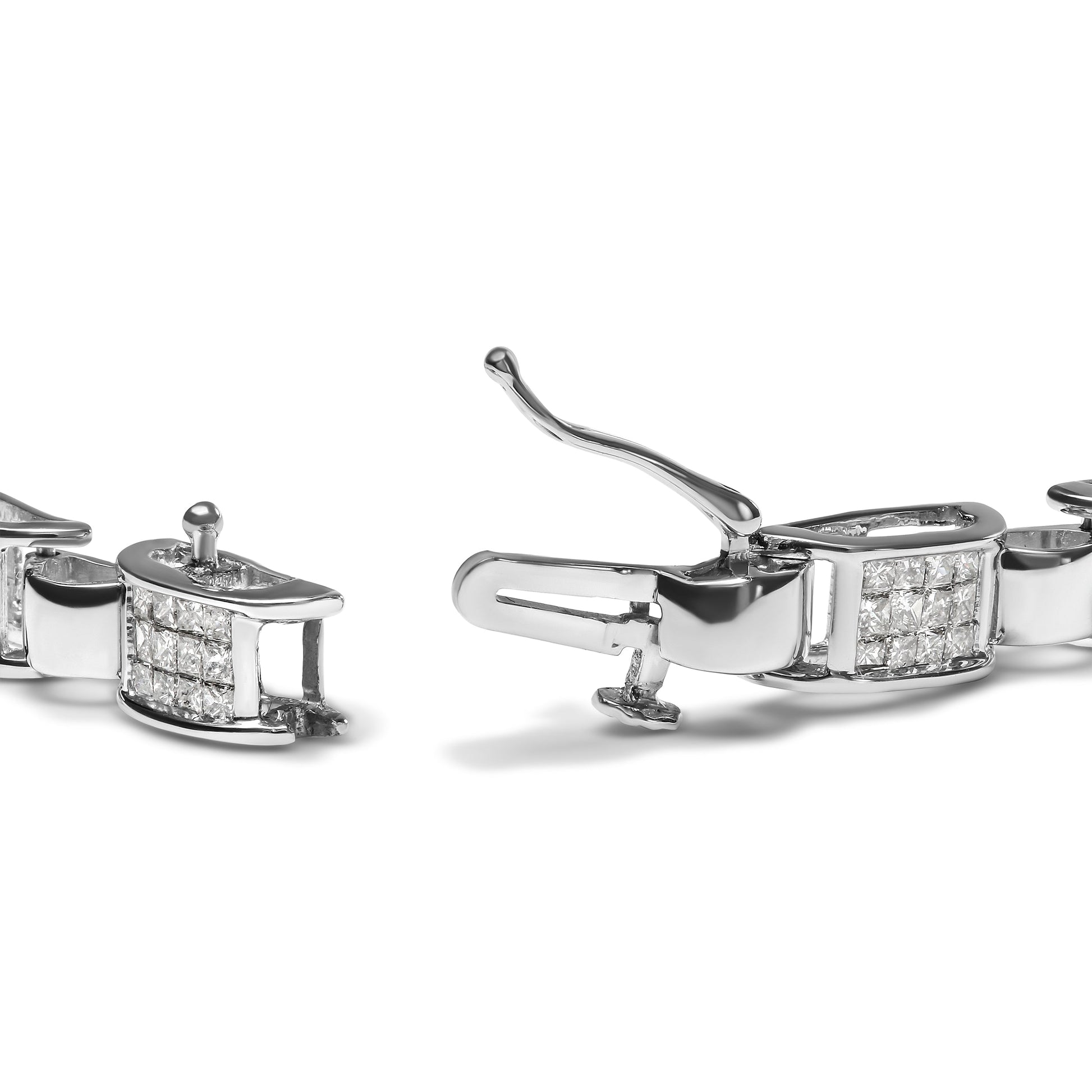 14K White Gold 2.00 Cttw Princess Diamond Invisible Set Link Bracelet (H-I Color, SI2-I1 Clarity) - 7" Bids.com