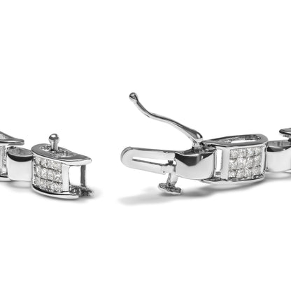 14K White Gold 2.00 Cttw Princess Diamond Invisible Set Link Bracelet (H-I Color, SI2-I1 Clarity) - 7" Bids.com