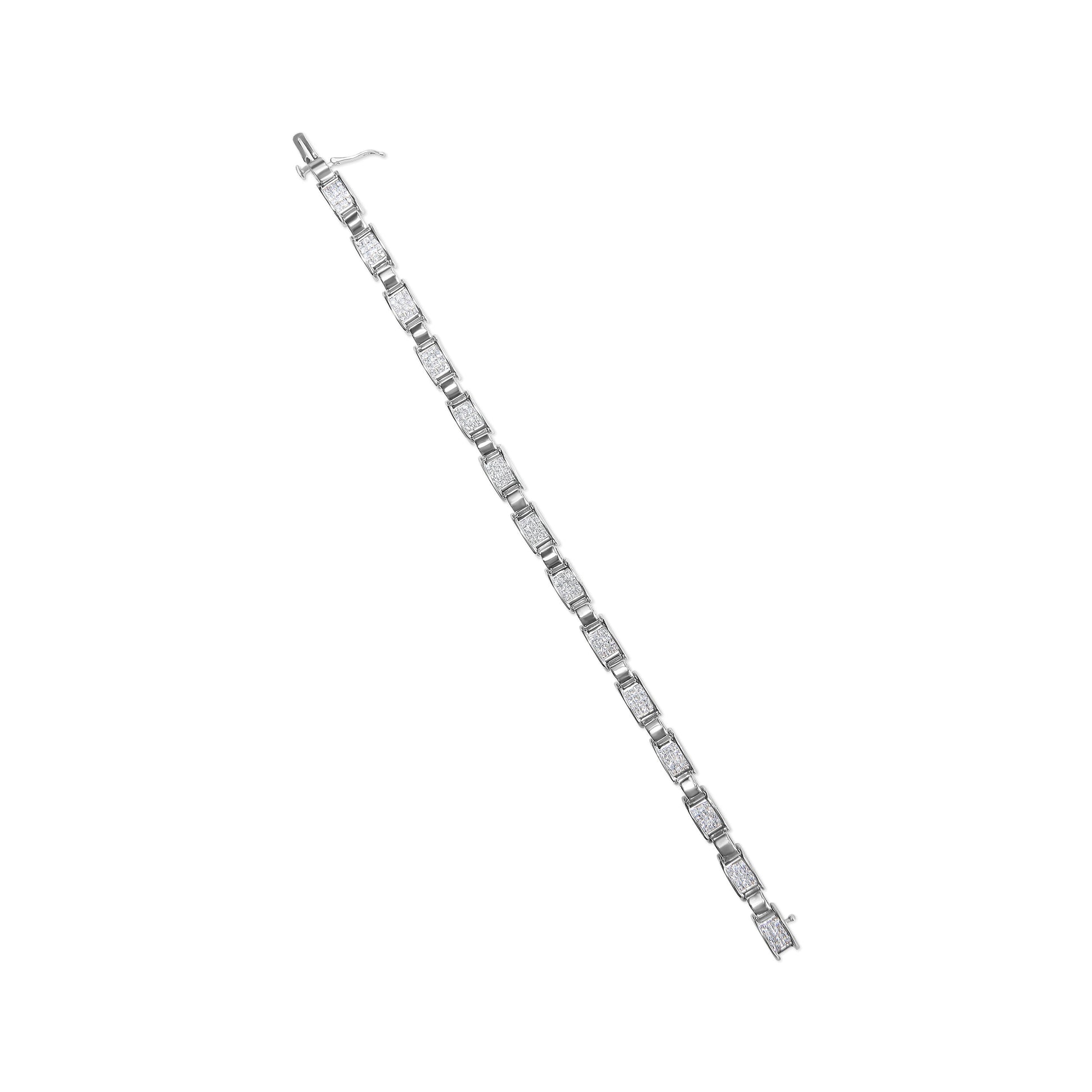 14K White Gold 2.00 Cttw Princess Diamond Invisible Set Link Bracelet (H-I Color, SI2-I1 Clarity) - 7" Bids.com
