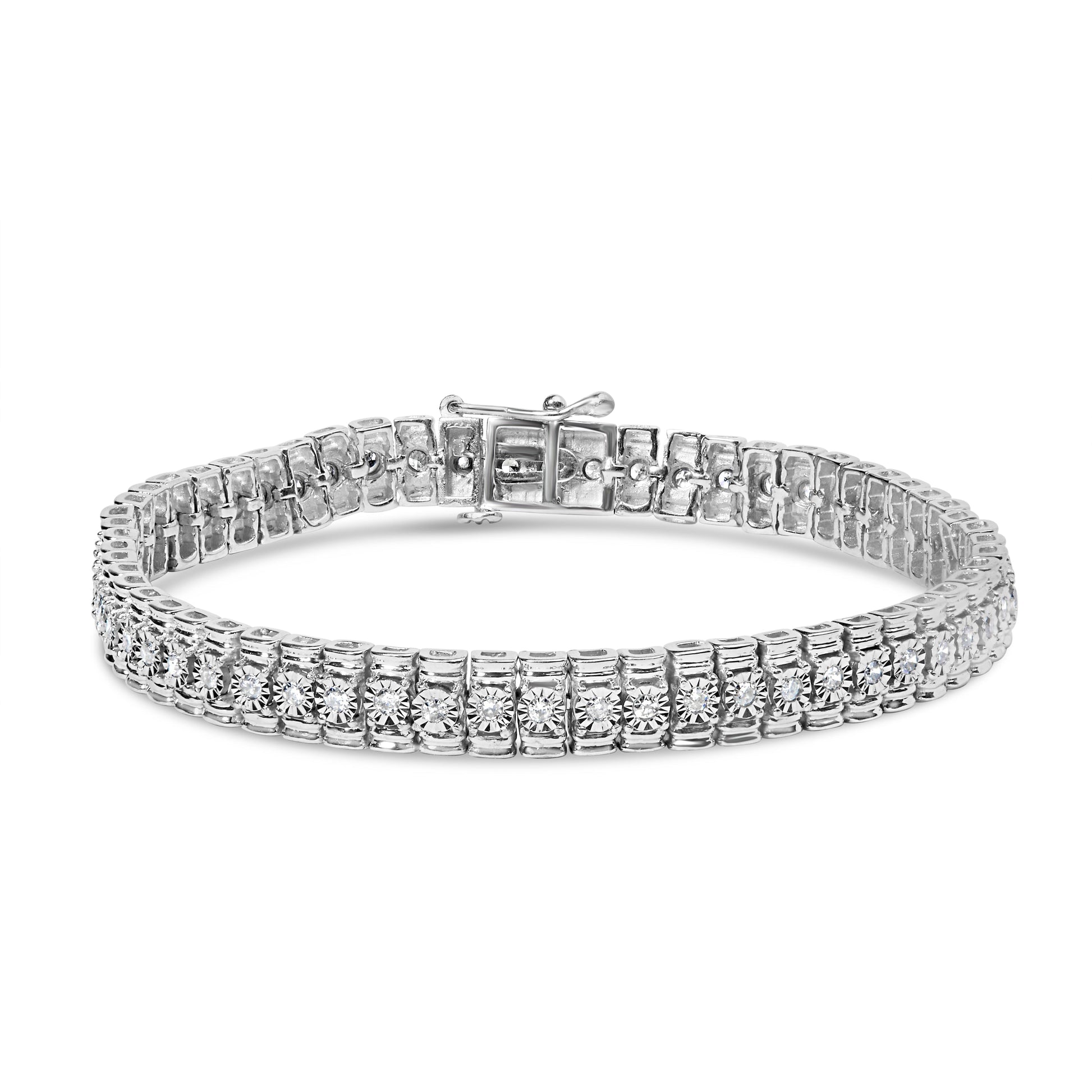.925 Sterling Silver 1.0 Cttw Diamond Collar Line Link Bracelet (I-J Color, I1-I2 Clarity) - Size 7.25" Inches Bids.com
