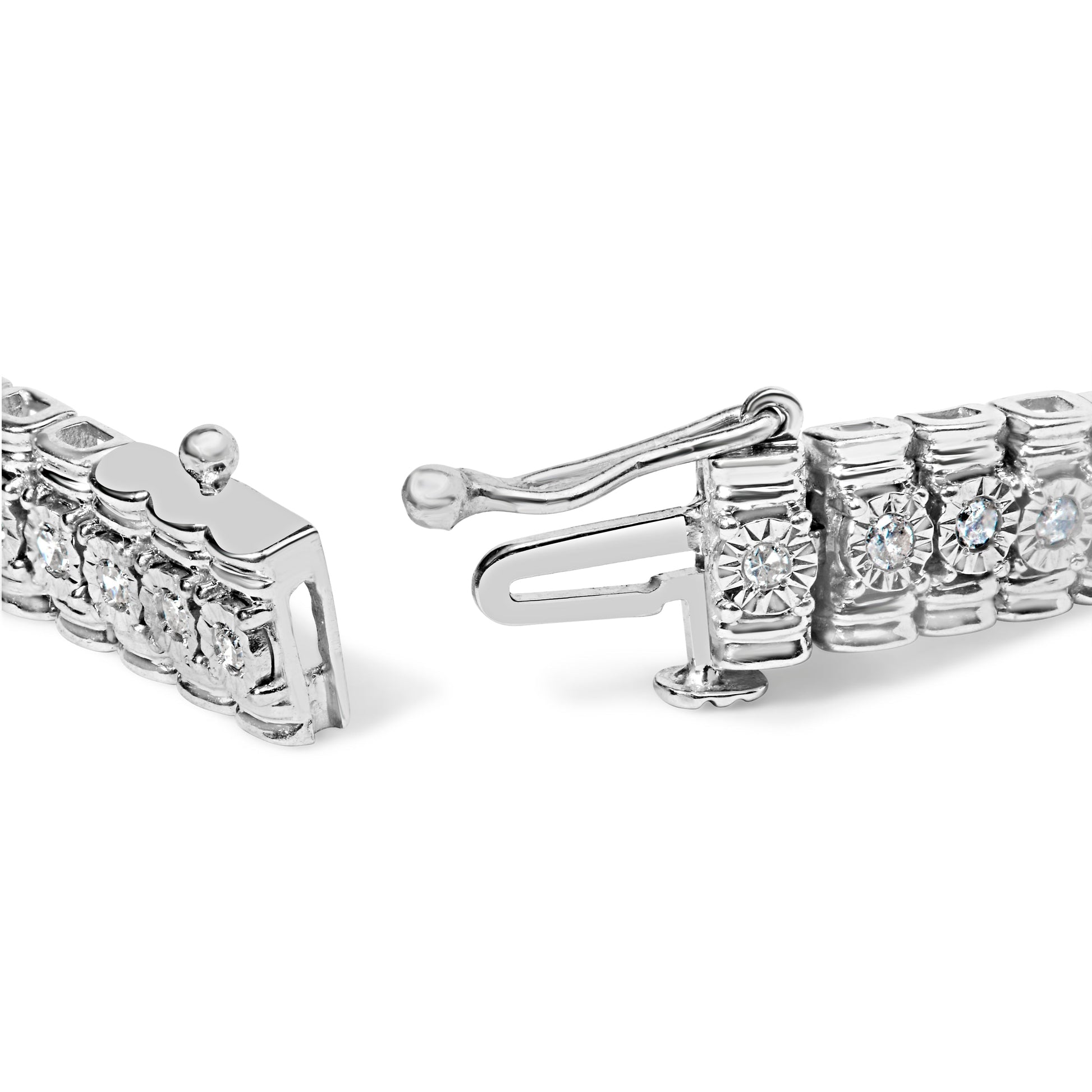 .925 Sterling Silver 1.0 Cttw Diamond Collar Line Link Bracelet (I-J Color, I1-I2 Clarity) - Size 7.25" Inches Bids.com