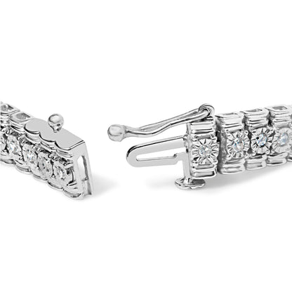 .925 Sterling Silver 1.0 Cttw Diamond Collar Line Link Bracelet (I-J Color, I1-I2 Clarity) - Size 7.25" Inches Bids.com