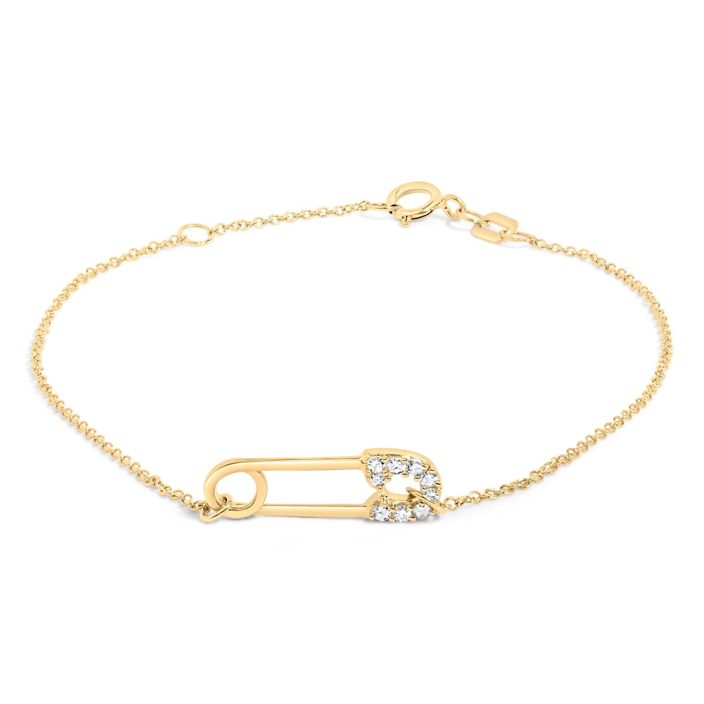 10K Yellow Gold 1/10 Cttw Diamond Paperclip Charm Adjustable Link Bracelet  (I-J Color, I1-I2 Clarity) - 7.25 Inch Bids.com