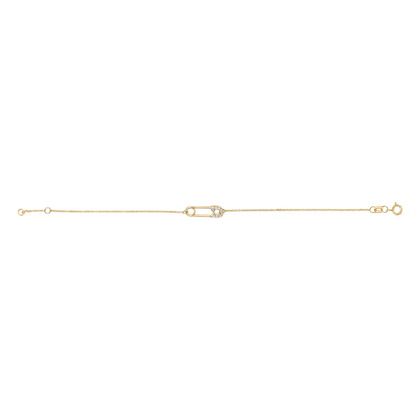10K Yellow Gold 1/10 Cttw Diamond Paperclip Charm Adjustable Link Bracelet  (I-J Color, I1-I2 Clarity) - 7.25 Inch Bids.com