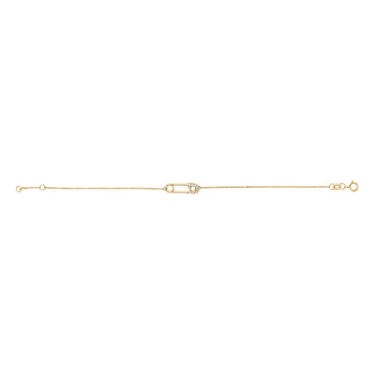 10K Yellow Gold 1/10 Cttw Diamond Paperclip Charm Adjustable Link Bracelet  (I-J Color, I1-I2 Clarity) - 7.25 Inch Bids.com