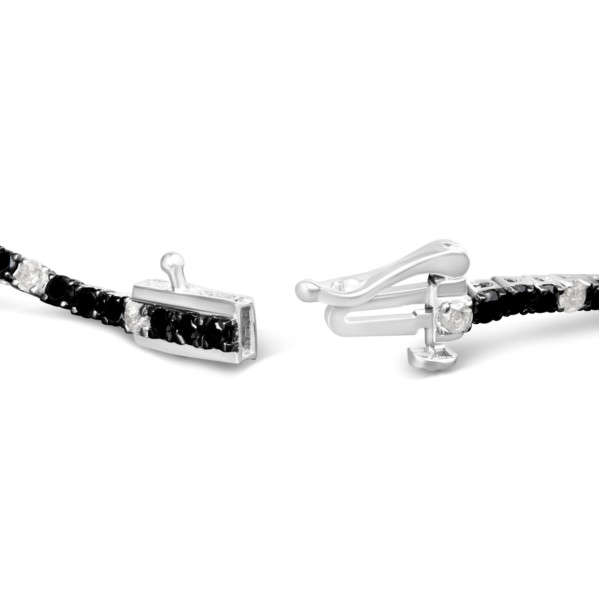 .925 Sterling Silver 3.0 Cttw Black and White Diamond Tennis Bracelet (I-J Color, I2-I3 Clarity) - 7.25" Inches Bids.com
