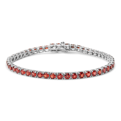 .925 Sterling Silver 10.0 Cttw Created Orange Garnet Tennis Bracelet - 7.25" Bids.com