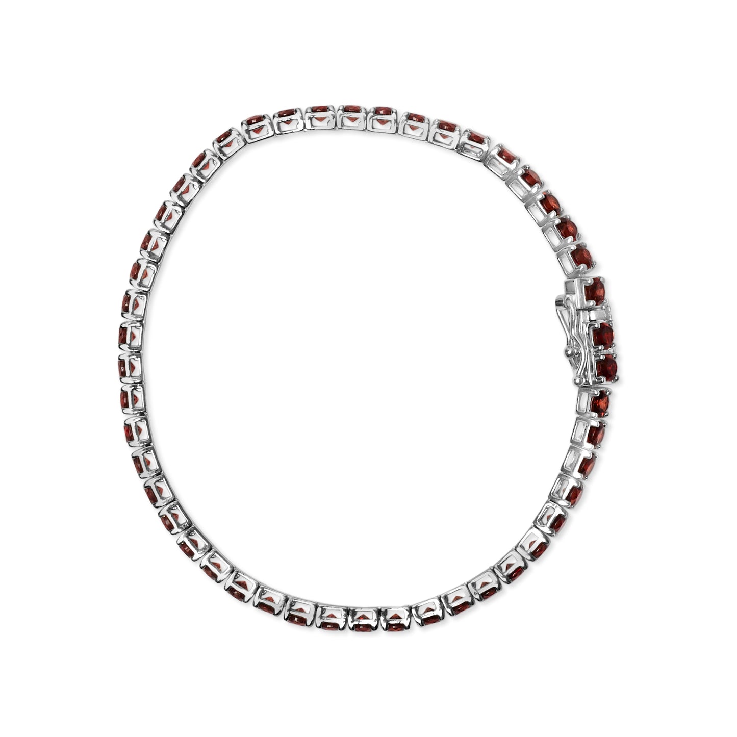 .925 Sterling Silver 10.0 Cttw Created Orange Garnet Tennis Bracelet - 7.25" Bids.com