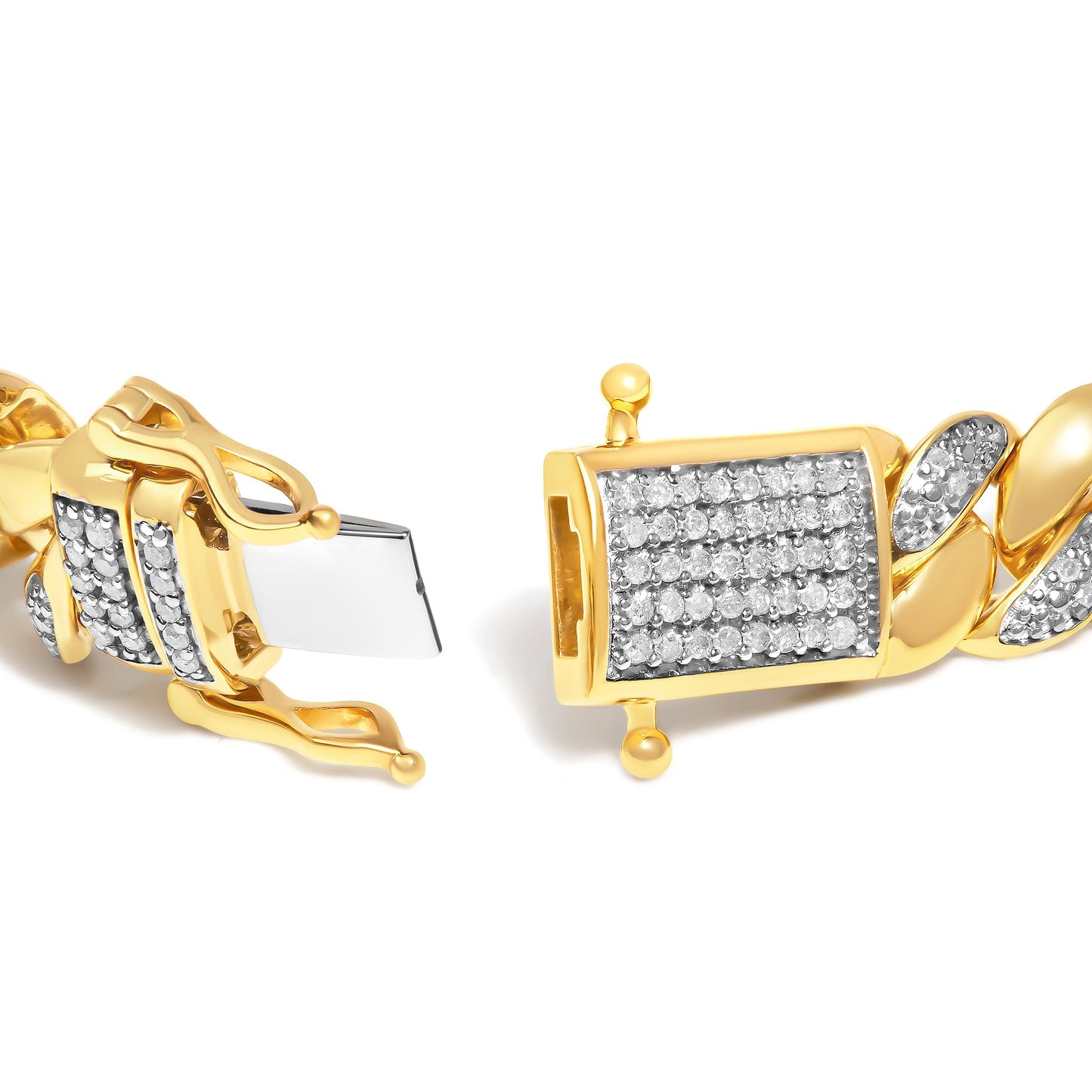 14K Yellow Gold Plated .925 Sterling Silver 3/8 Cttw Diamond Cuban Bracelet (I-J Color, I3 Clarity) - 7.25" Bids.com