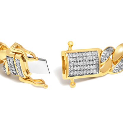 14K Yellow Gold Plated .925 Sterling Silver 3/8 Cttw Diamond Cuban Bracelet (I-J Color, I3 Clarity) - 7.25" Bids.com
