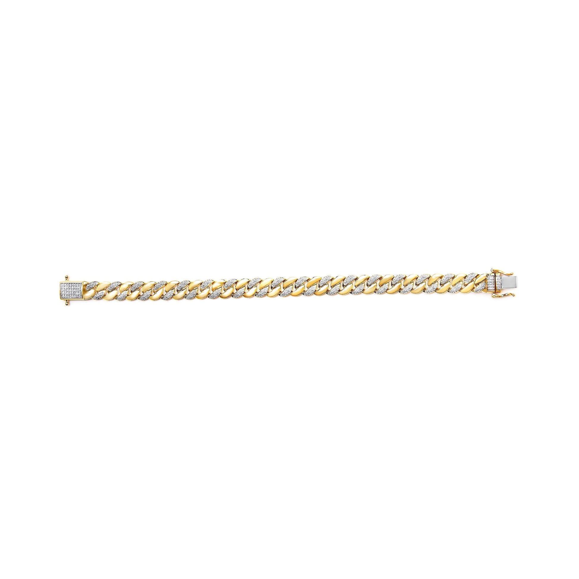 14K Yellow Gold Plated .925 Sterling Silver 3/8 Cttw Diamond Cuban Bracelet (I-J Color, I3 Clarity) - 7.25" Bids.com