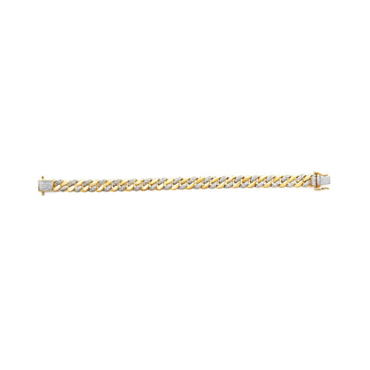 14K Yellow Gold Plated .925 Sterling Silver 3/8 Cttw Diamond Cuban Bracelet (I-J Color, I3 Clarity) - 7.25" Bids.com