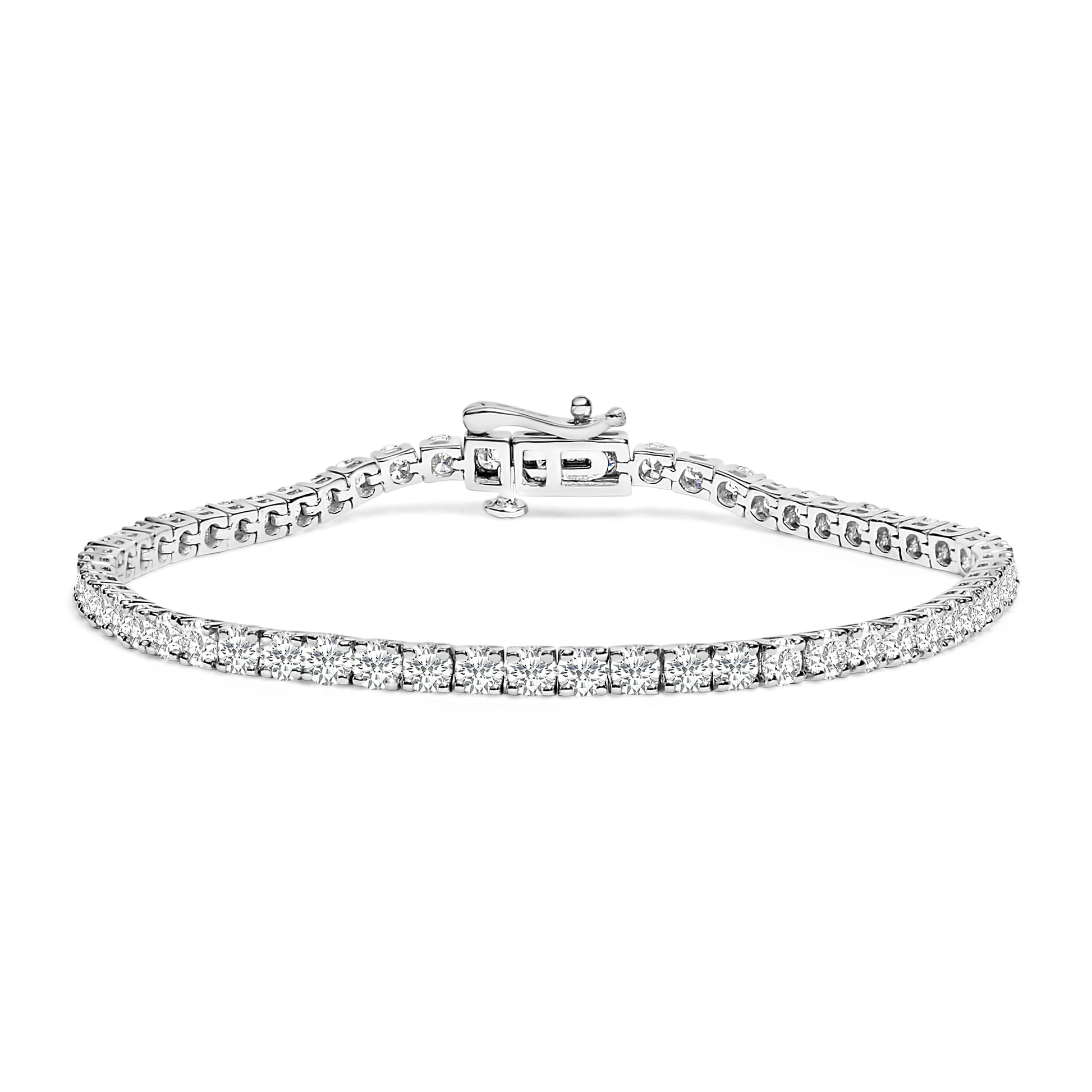 14K White Gold 6.00 Cttw Lab Grown Diamond Classic Tennis Bracelet  - 7.25" Bids.com