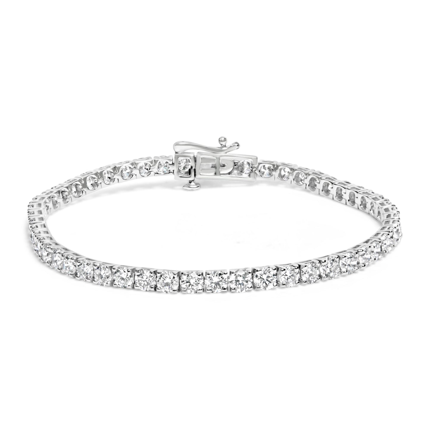 14K White Gold 7.0 cttw 4-Prong Set Lab Grown Diamond 7" Tennis Bracelet Bids.com