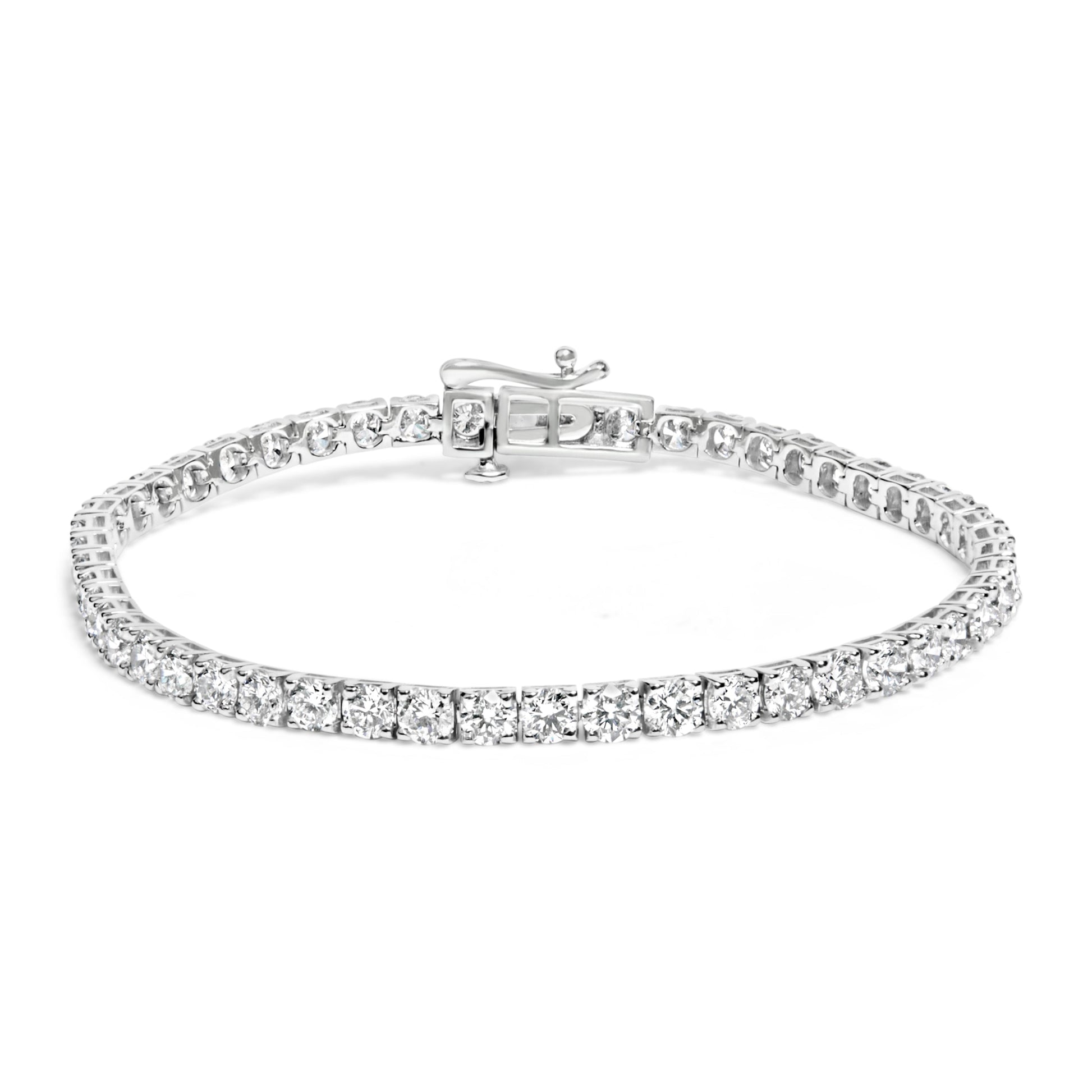 14K White Gold 7.0 cttw 4-Prong Set Lab Grown Diamond 7" Tennis Bracelet Bids.com