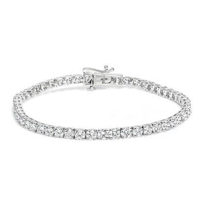 14K White Gold 7.0 cttw 4-Prong Set Lab Grown Diamond 7" Tennis Bracelet Bids.com