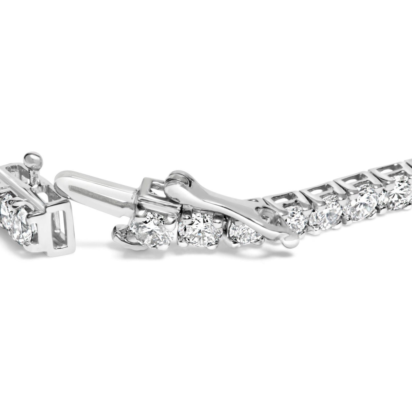 14K White Gold 7.0 cttw 4-Prong Set Lab Grown Diamond 7" Tennis Bracelet Bids.com
