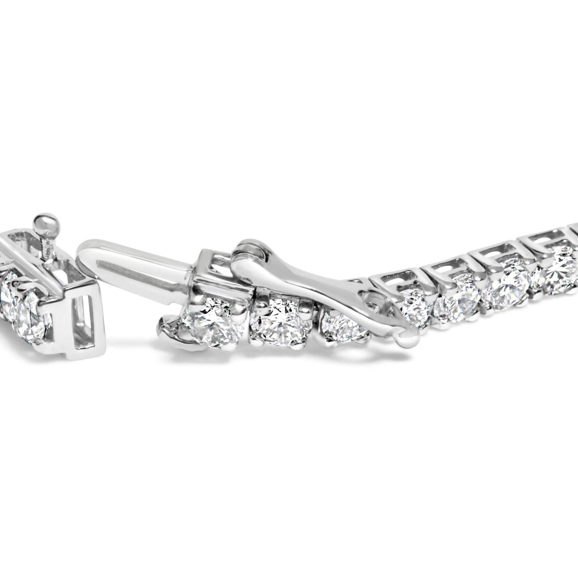 14K White Gold 7.0 cttw 4-Prong Set Lab Grown Diamond 7" Tennis Bracelet Bids.com