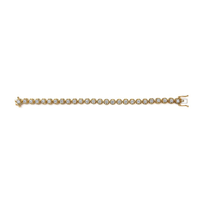 14K Yellow Gold Plated .925 Sterling Silver 3 9/10 Cttw Diamond Buttercup Style Tennis Bracelet Bids.com