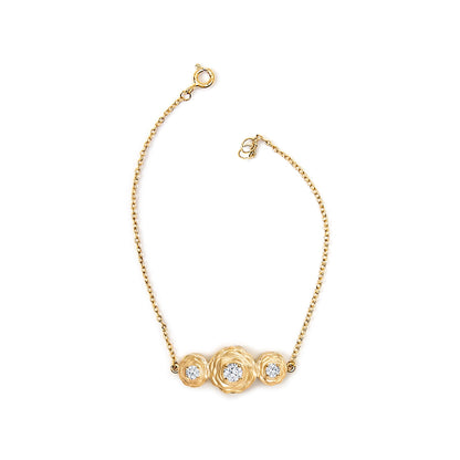 14K Yellow Gold Plated Sterling Silver 1/2 Cttw Lab Grown Diamond Rose Motif Link Bracelet Bids.com